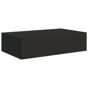 vidaXL Półka ścienna z szufladą, czarna, 40 x 23,5 x 10 cm, MDF - vidaXL