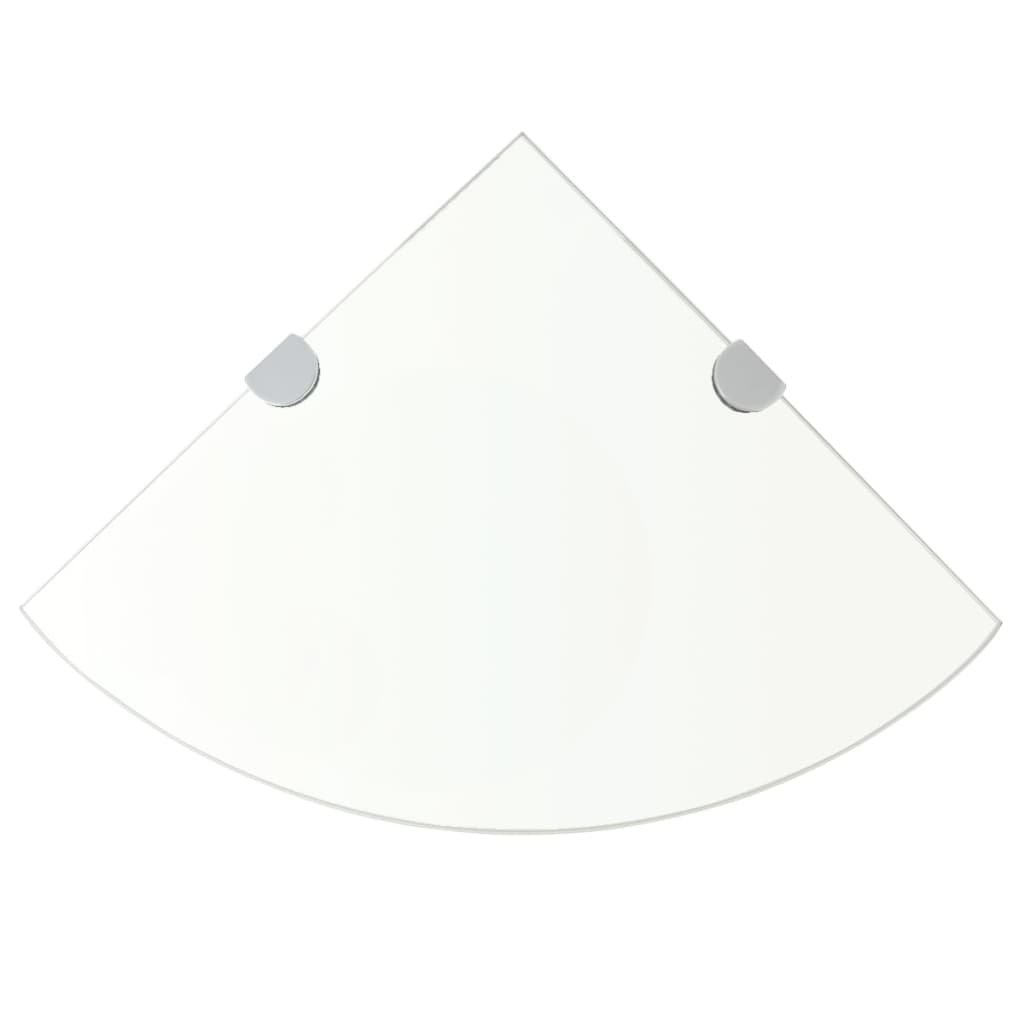 vidaXL Półki narożne, 2 szt., chromowane wsporniki, szklane, 25x25 cm