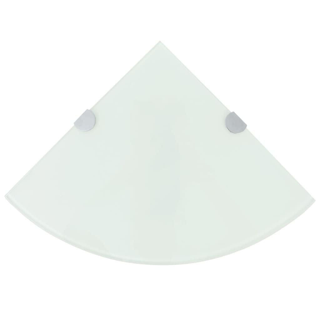 vidaXL Półki narożne 2 szt., z chromowanymi wspornikami, białe 35x35cm