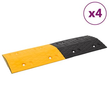 vidaXL Progi zwalniające, 4 szt., żółto-czarne, 97x32,5x4 cm, gumowe - vidaXL