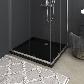 vidaXL Prostokątny brodzik prysznicowy, ABS, czarny, 80 x 90 cm - vidaXL