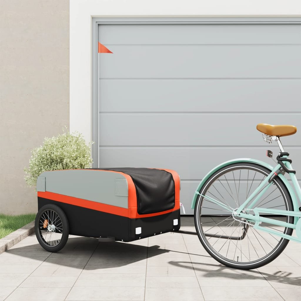 Zdjęcia - Fotelik samochodowy VidaXL Przyczepka rowerowa, czarno-pomarańczowa, 45 kg, żelazo 