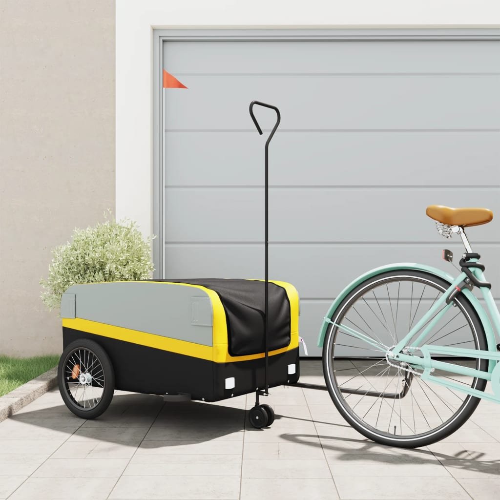 Zdjęcia - Fotelik samochodowy VidaXL Przyczepka rowerowa, czarno-żółta, 45 kg, żelazo 