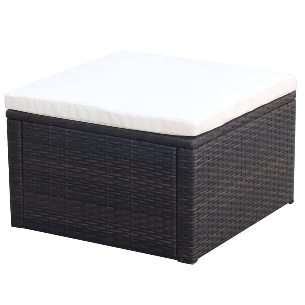 vidaXL Puf 53 x 53 x 30 cm, polirattanowy, brązowy