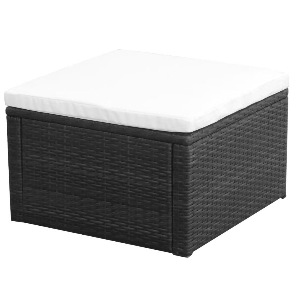 vidaXL Puf 53 x 53 x 30 cm, polirattanowy, czarny