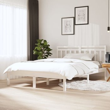 vidaXL Rama łóżka, biała, 135x190 cm, lite drewno - vidaXL