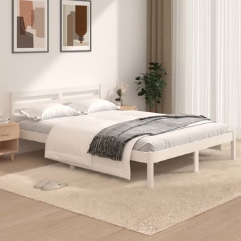 vidaXL Rama łóżka, biała, lita sosna, 120x190 cm, podwójna - vidaXL