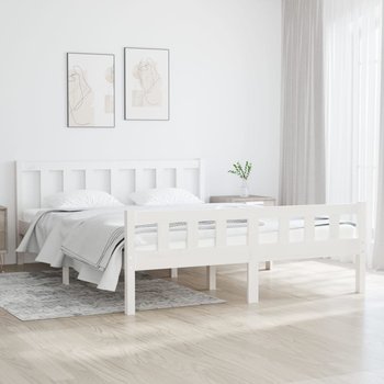 vidaXL Rama łóżka, biała, lite drewno, 120x190 cm, podwójna - vidaXL