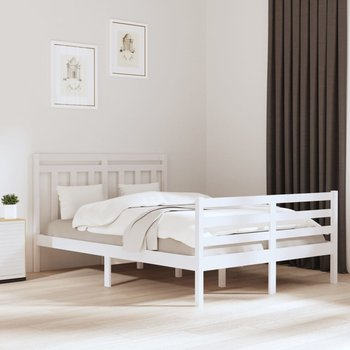 vidaXL Rama łóżka, biała, lite drewno, 140x190 cm - vidaXL