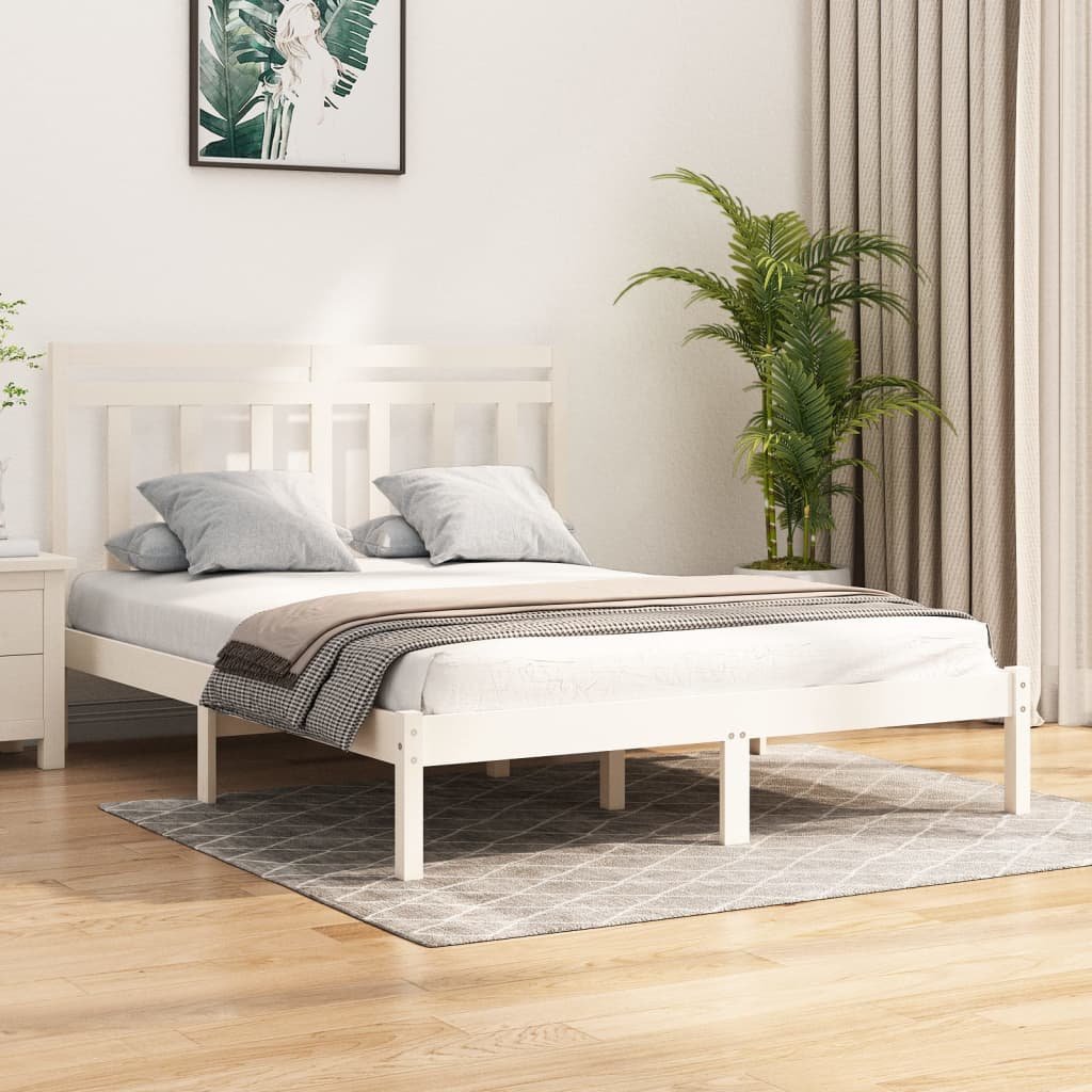 Фото - Ліжко VidaXL Rama łóżka, biała, lite drewno sosnowe, 150x200 cm 