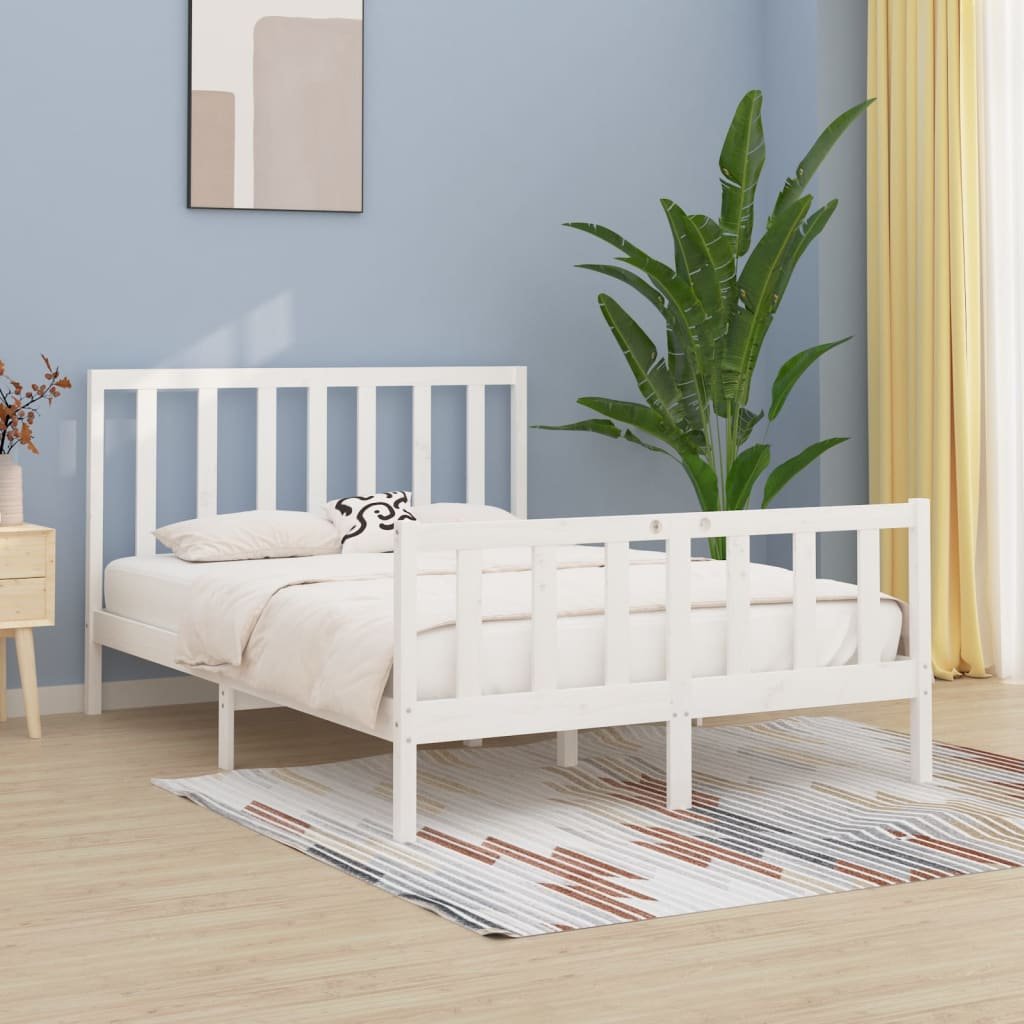 Фото - Ліжко VidaXL Rama łóżka, biała, lite drewno, 160 x 200 cm 