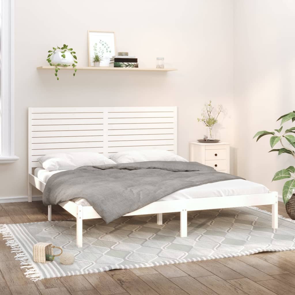Фото - Ліжко VidaXL Rama łóżka, biała, lite drewno, 200x200 cm 