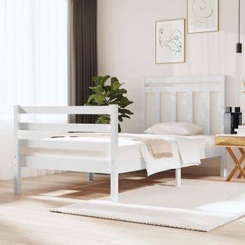 vidaXL Rama łóżka, biała, lite drewno, 90x190 cm, pojedyncza - vidaXL