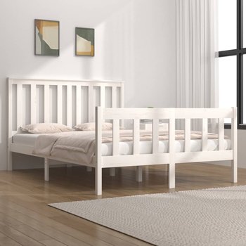 vidaXL Rama łóżka, biała, lite drewno sosnowe, 120x190 cm, podwójna - vidaXL