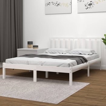vidaXL Rama łóżka, biała, lite drewno sosnowe, 135x190 cm, podwójna - vidaXL
