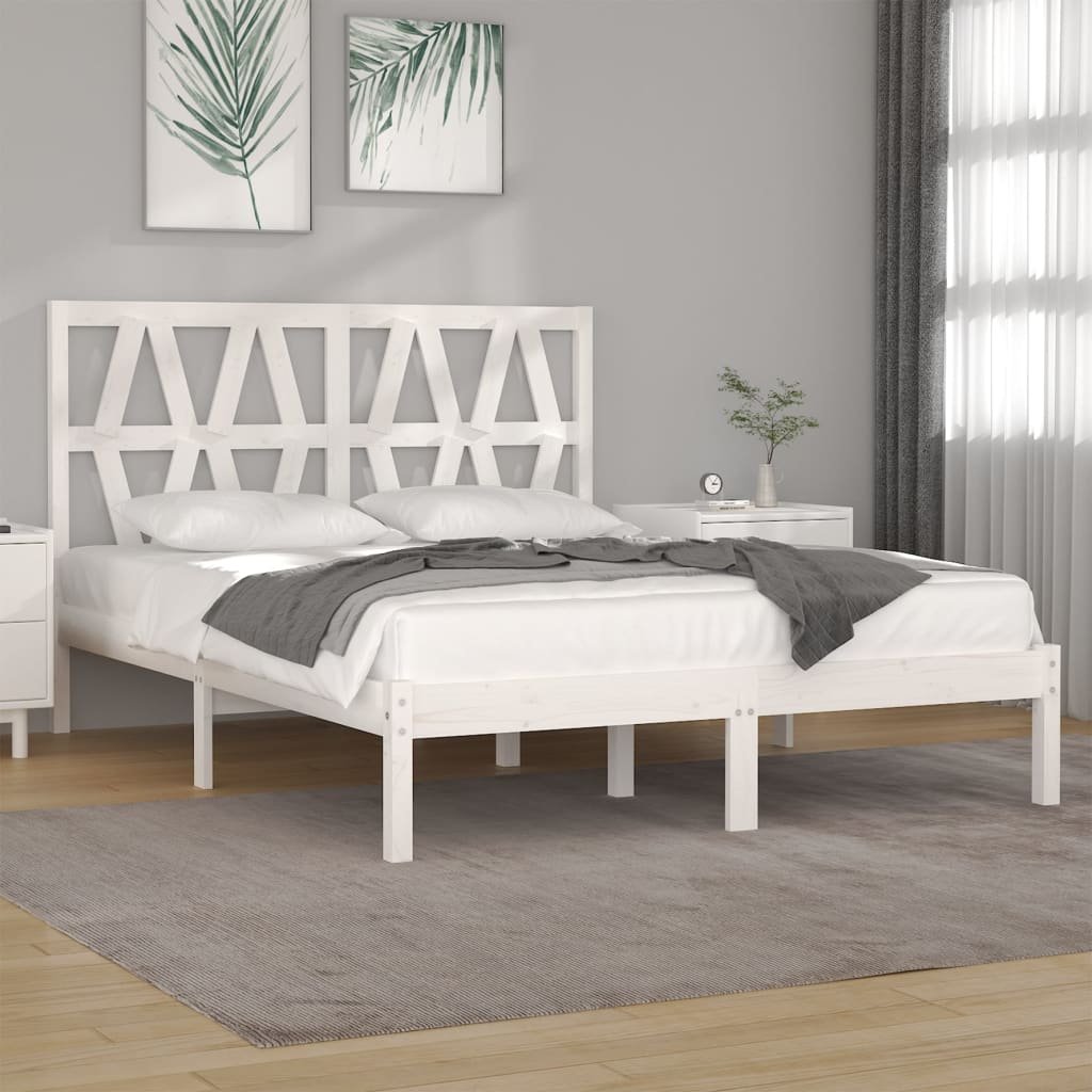 Фото - Ліжко VidaXL Rama łóżka, biała, lite drewno sosnowe, 150x200 cm 