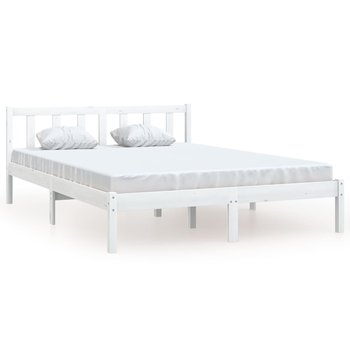 vidaXL Rama łóżka, biała, lite drewno sosnowe, 150x200 cm - vidaXL