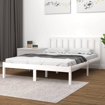 vidaXL Rama łóżka, biała, lite drewno sosnowe, 150x200 cm - vidaXL