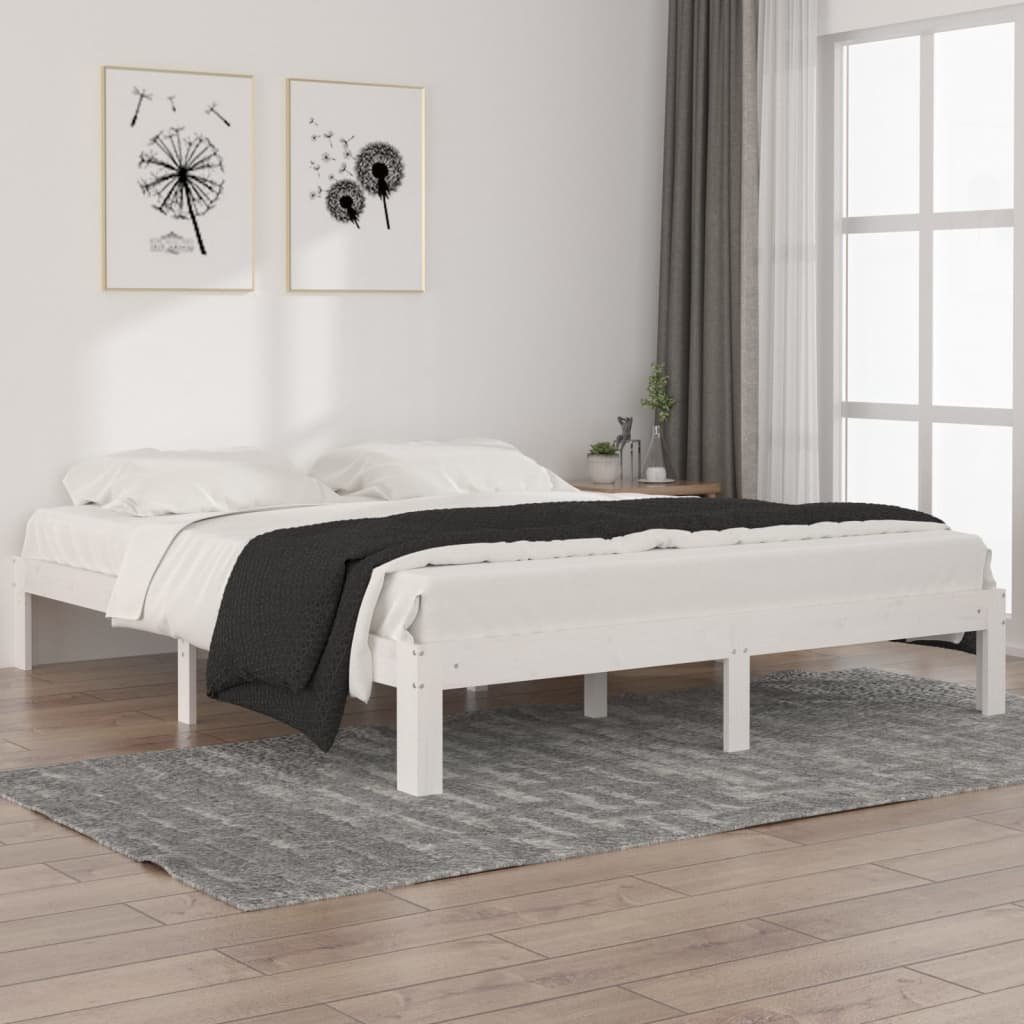 Фото - Ліжко VidaXL Rama łóżka, biała, lite drewno sosnowe, 160 x 200 cm 