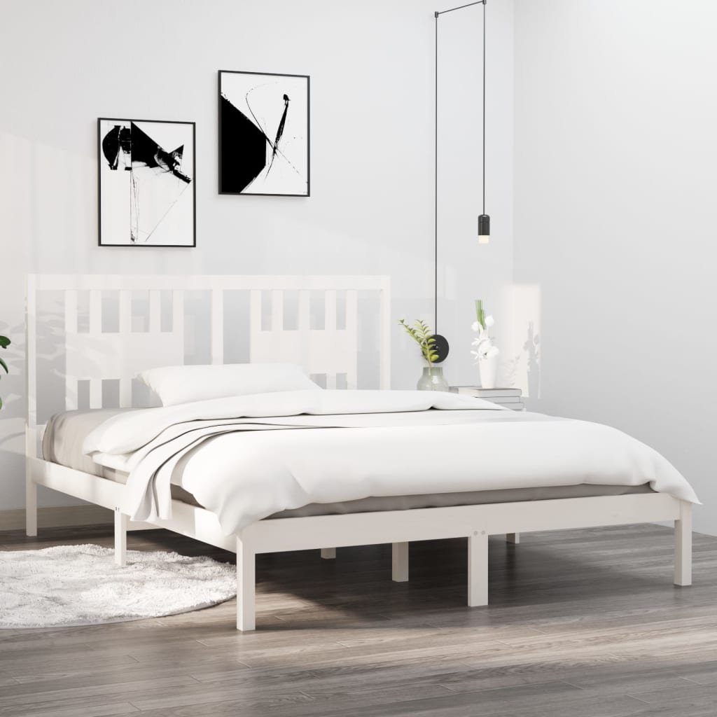 Фото - Ліжко VidaXL Rama łóżka, biała, lite drewno sosnowe, 160 x 200 cm 