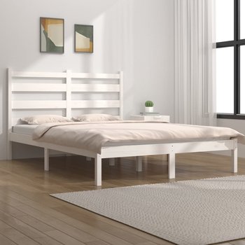 vidaXL Rama łóżka, biała, lite drewno sosnowe, 200 x 200 cm - vidaXL