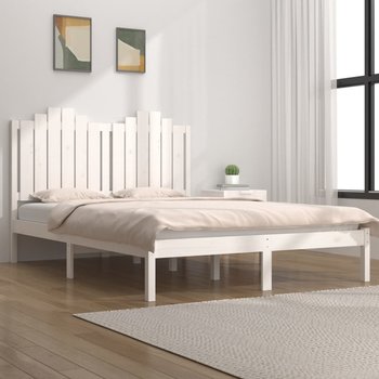 vidaXL Rama łóżka, biała, lite drewno sosnowe, 200 x 200 cm - vidaXL