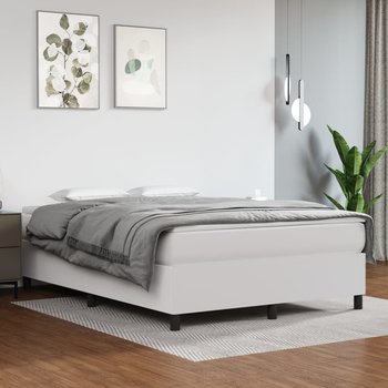 vidaXL Rama łóżka, białe, 140x190 cm, sztuczna skóra - vidaXL