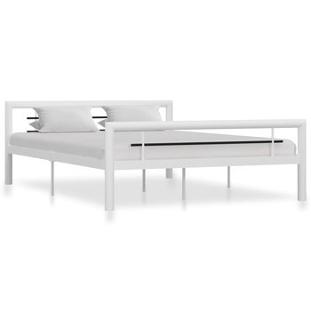 vidaXL Rama łóżka, biało-czarna, metalowa, 160 x 200 cm - vidaXL