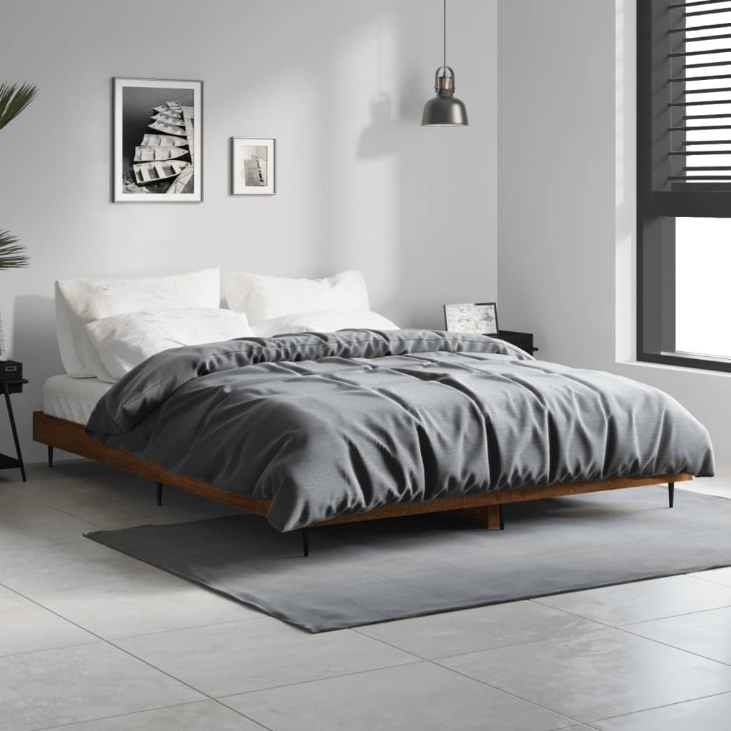 Фото - Ліжко VidaXL Rama łóżka, brązowy dąb, 140x190 cm, materiał drewnopochodny 