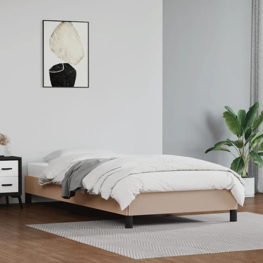 Фото - Ліжко VidaXL Rama łóżka, cappuccino, 80x200 cm, obita sztuczną skórą 