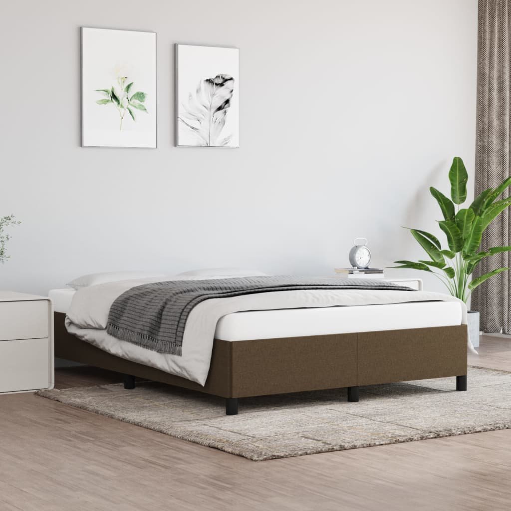 Фото - Ліжко VidaXL Rama łóżka, ciemnobrązowa, 140 x 200 cm, obita tkaniną 
