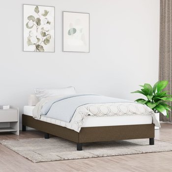 vidaXL Rama łóżka, ciemnobrązowa, 90 x 200 cm, tapicerowana tkaniną - vidaXL