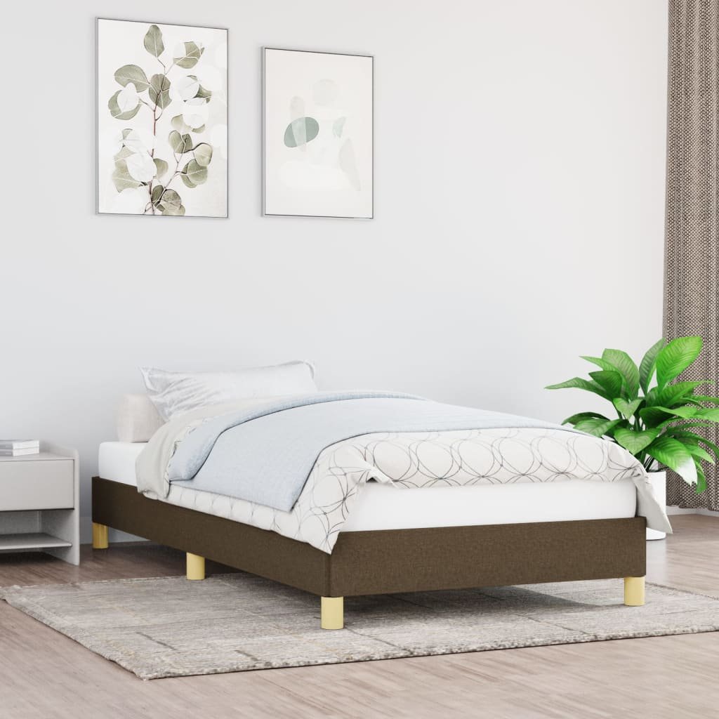 Фото - Ліжко VidaXL Rama łóżka, ciemnobrązowa, 90x200 cm, tapicerowana tkaniną 