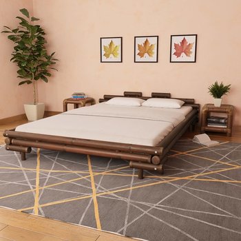 vidaXL Rama łóżka, ciemnobrązowa, bambusowa, 160 x 200 cm - vidaXL