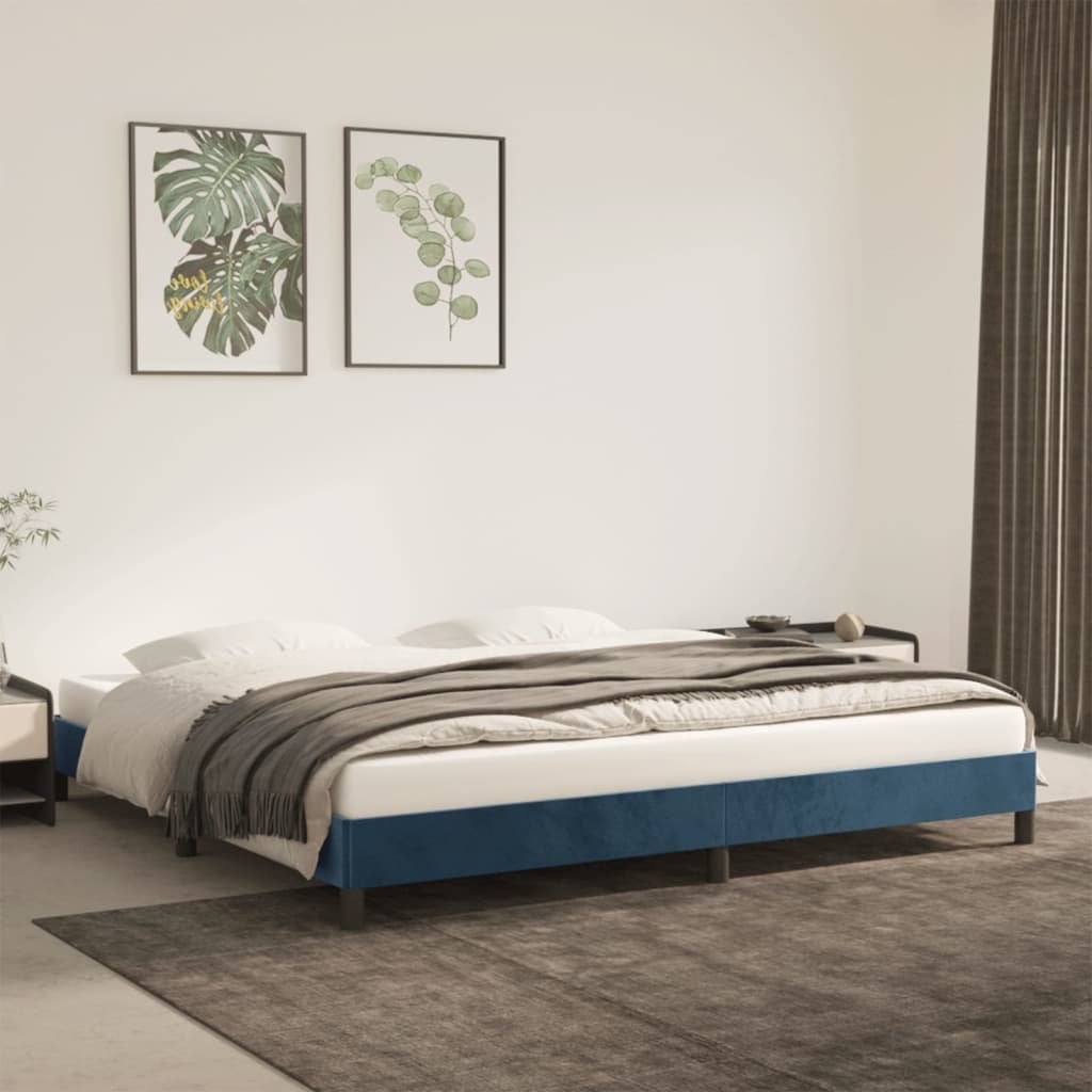 Фото - Ліжко VidaXL Rama łóżka, ciemnoniebieska, 200x200 cm, tapicerowana aksamitem 