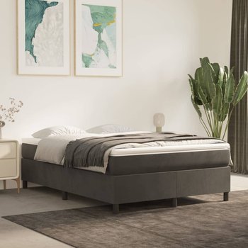 vidaXL Rama łóżka, ciemnozielona, 140x190 cm, tapicerowana aksamitem - vidaXL