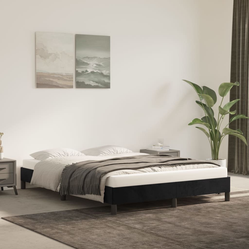 Фото - Ліжко VidaXL Rama łóżka, czarna, 140 x 200 cm, tapicerowana aksamitem 