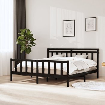 vidaXL Rama łóżka, czarna, 180x200 cm, lite drewno - vidaXL