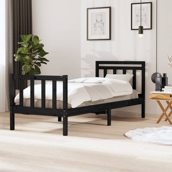 vidaXL Rama łóżka, czarna, lite drewno, 100 x 200 cm - vidaXL