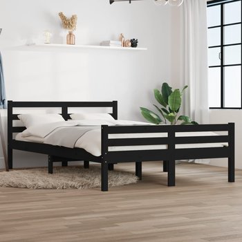 vidaXL Rama łóżka, czarna, lite drewno, 140 x 200 cm - vidaXL