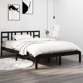 vidaXL Rama łóżka, czarna, lite drewno, 140x200 cm - vidaXL