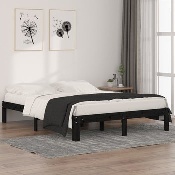 vidaXL Rama łóżka, czarna, lite drewno, 150x200 cm - vidaXL