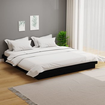 vidaXL Rama łóżka, czarna, lite drewno, 200 x 200 cm - vidaXL