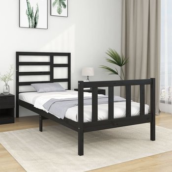 vidaXL Rama łóżka, czarna, lite drewno, 75x190 cm, pojedyncza - vidaXL