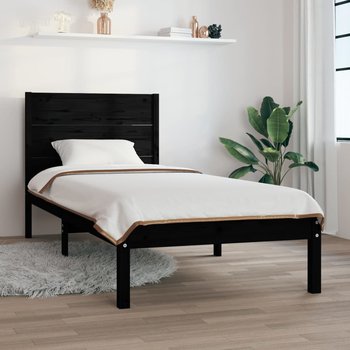 vidaXL Rama łóżka, czarna, lite drewno, 75x190 cm, pojedyncza - vidaXL