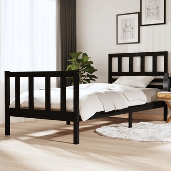 vidaXL Rama łóżka, czarna, lite drewno, 90x200 cm - vidaXL