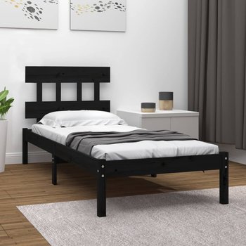 vidaXL Rama łóżka, czarna, lite drewno, 90x200 cm - vidaXL