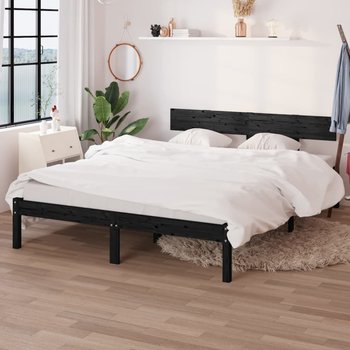 vidaXL Rama łóżka, czarna, lite drewno sosnowe, 135x190 cm, podwójna - vidaXL