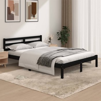 vidaXL Rama łóżka, czarna, lite drewno sosnowe, 135x190 cm, podwójna - vidaXL
