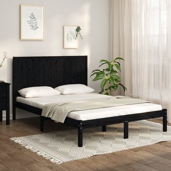 vidaXL Rama łóżka, czarna, lite drewno sosnowe, 140x200 cm - vidaXL